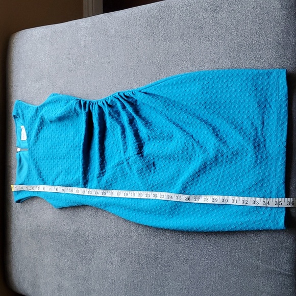 BISOU BISOU Michele Bohbot Turquoise Ruched Sleeveless Bodycon Dress SIZE: 2 - Picture 7 of 10